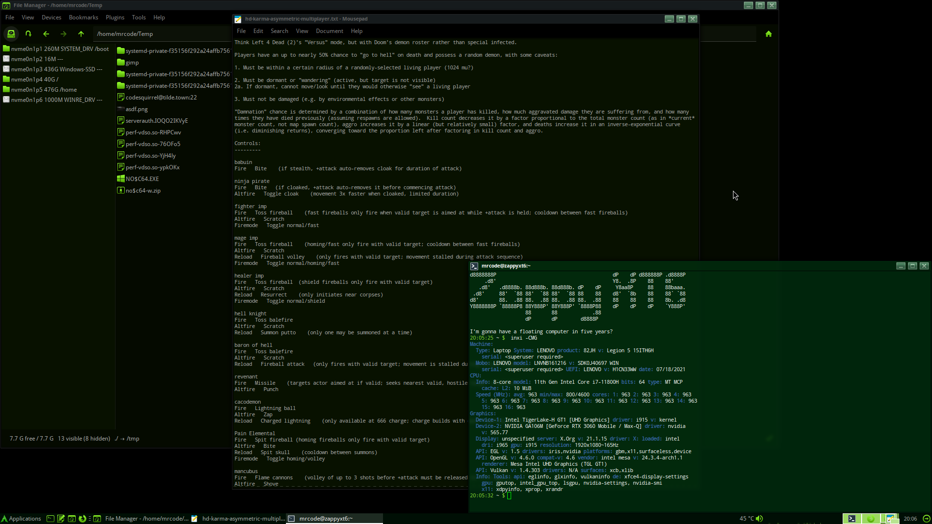 Staged screenshot of my Xfce desktop environment